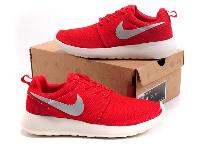 nike Roshe running chaussures hommes blanc rouge (5)